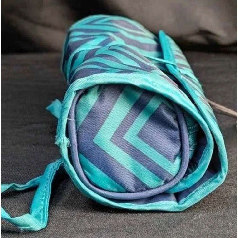 NWT All For Color Travel Jewelry Roll Organizer ~ Geometric Pattern ~ Green/Blue